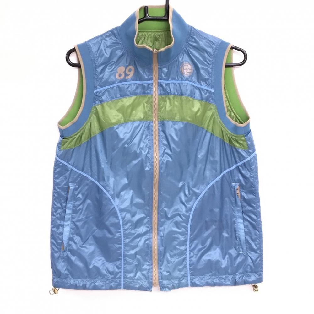 パーリーゲイツ 中綿リバーシブルベスト スモーキーブルー×スモーキーグリーン ロゴ レディース 1(M) ゴルフウェア PEARLY GATES