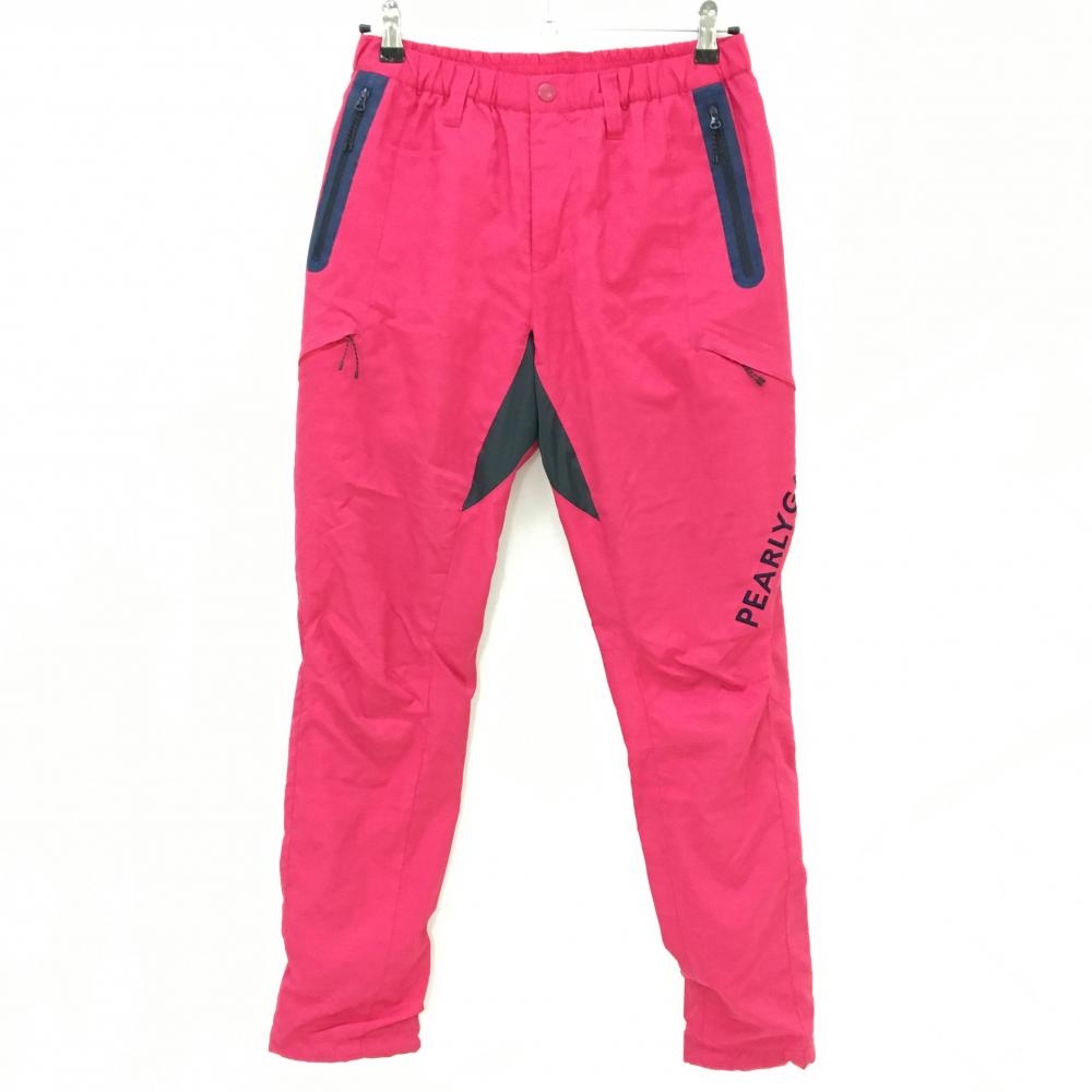 パーリーゲイツ パンツ ピンク ギザギザボーダー地模様 蓄熱裏地 レディース M ゴルフウェア PEARLY GATES