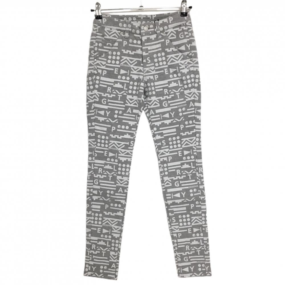 【新品】パーリーゲイツ パンツ ライトグレー×白 総柄 中厚 レディース 00(XS) ゴルフウェア PEARLY GATES
