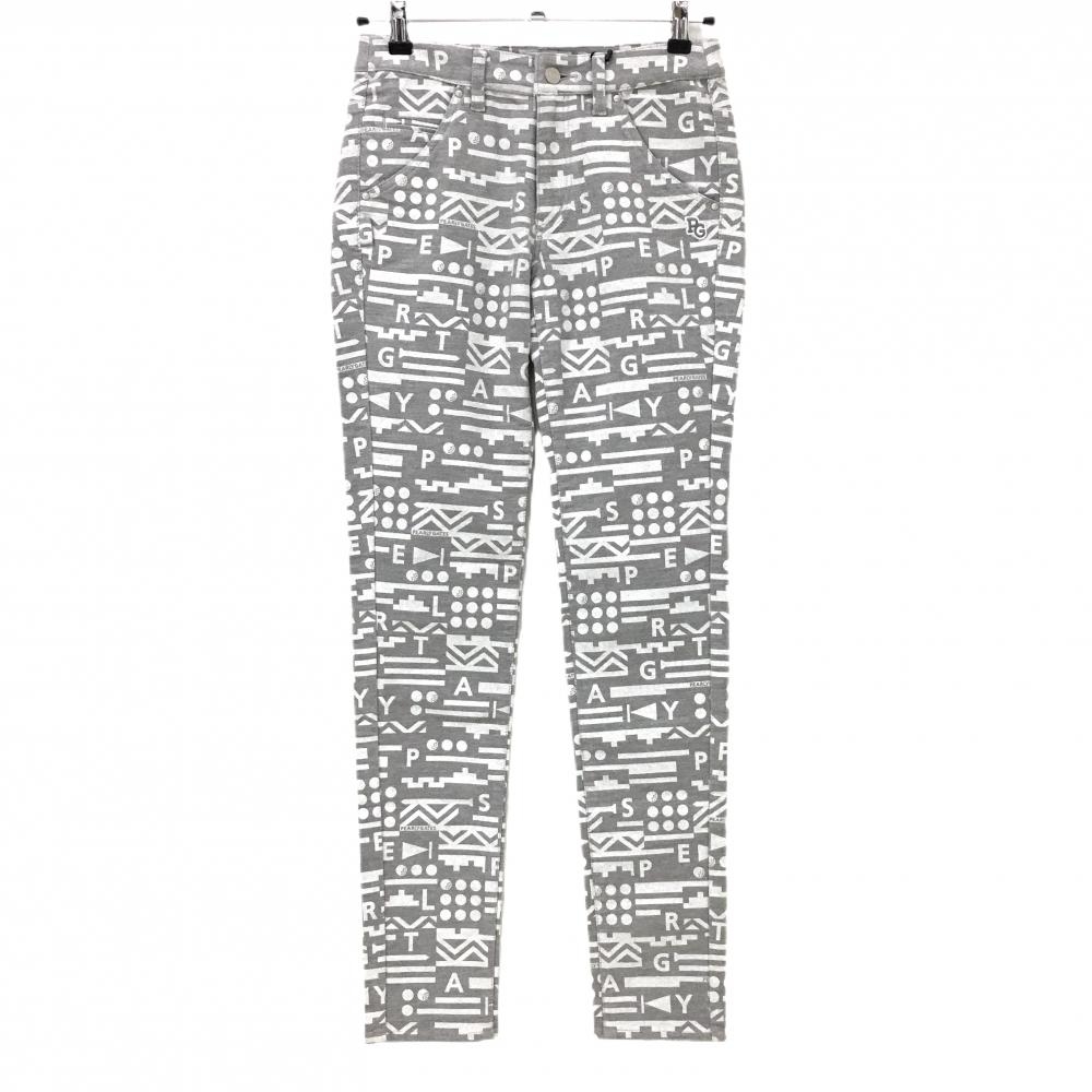 【新品】パーリーゲイツ パンツ グレー×白 総柄 表微起毛 ストレッチ  レディース 0(S) ゴルフウェア PEARLY GATES
