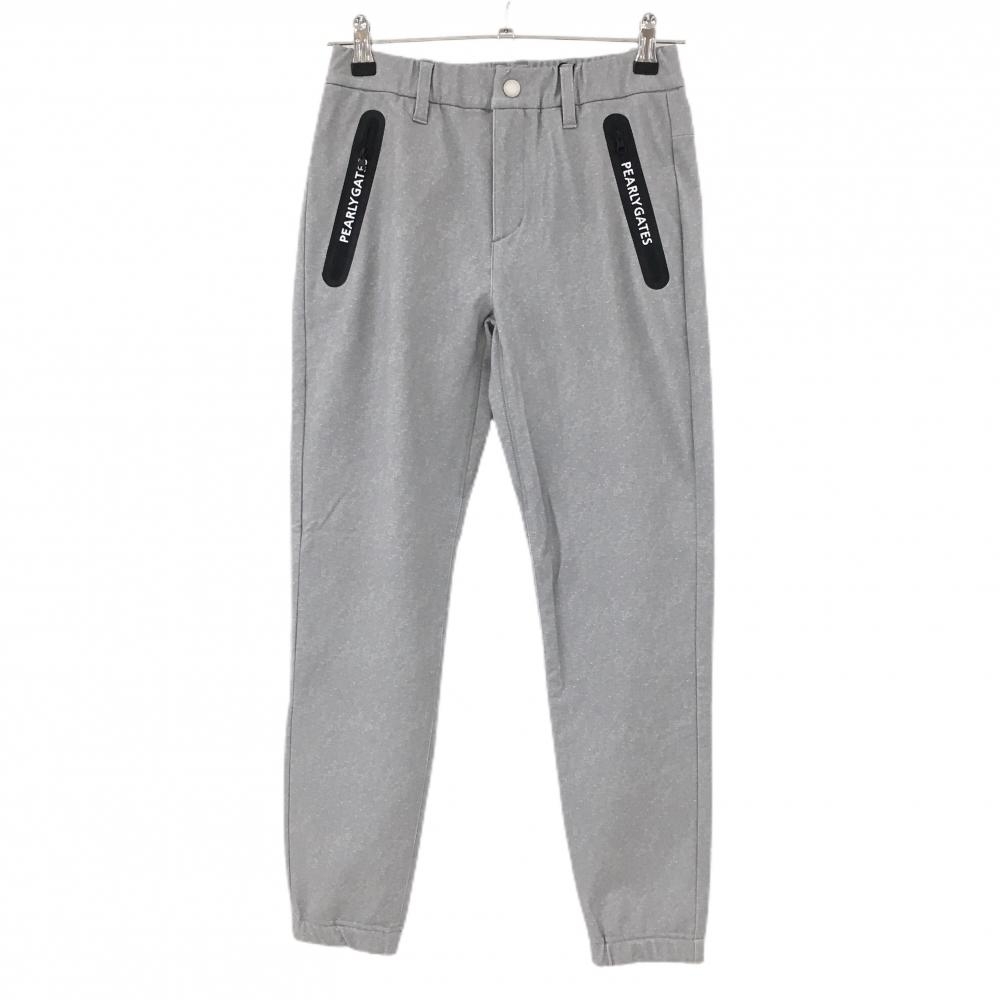 【新品】パーリーゲイツ ジョガーパンツ グレー×黒 ヘリンボーン地模様 裏微起毛  レディース 0(S) ゴルフウェア PEARLY GATES