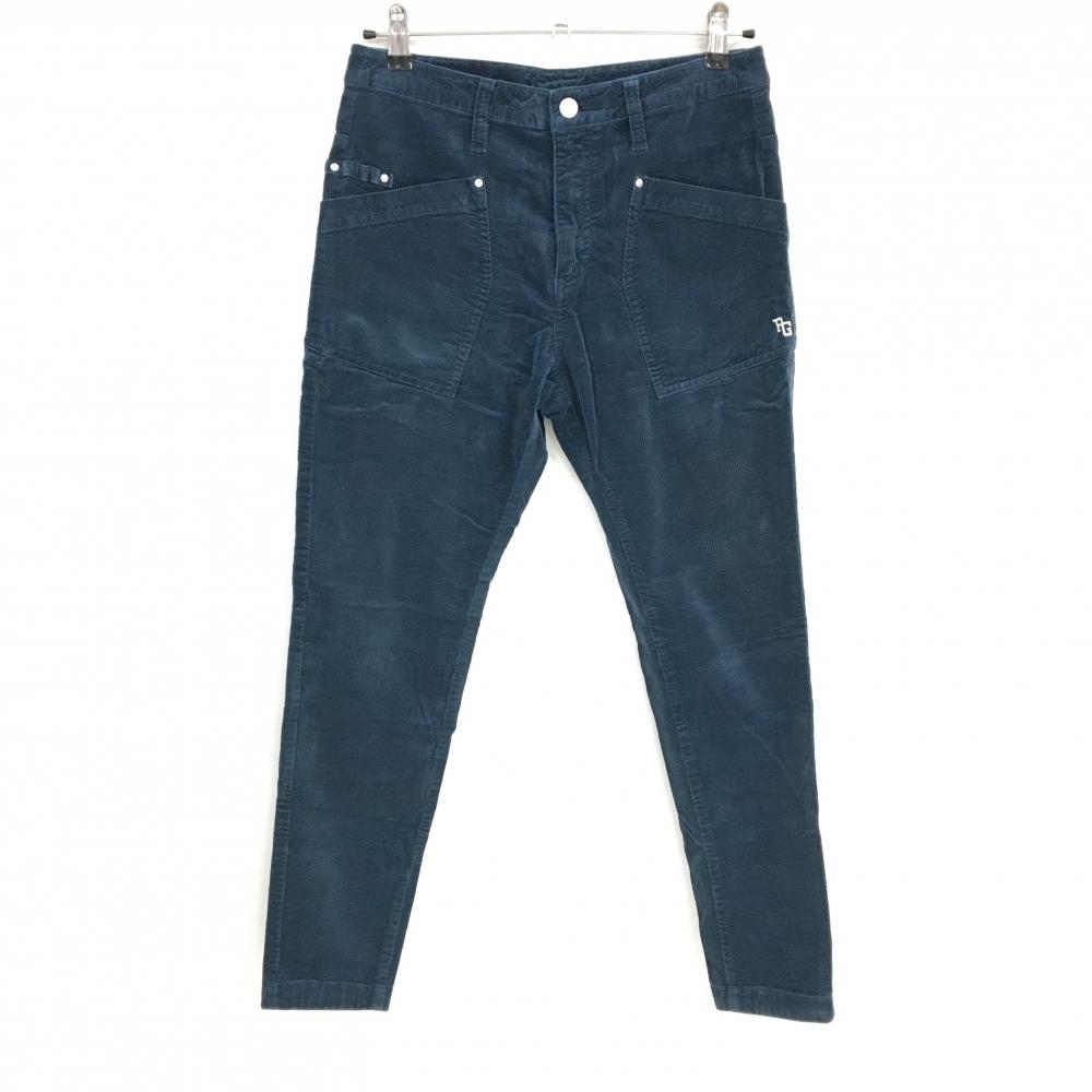 【美品】パーリーゲイツ コーデュロイパンツ ネイビー ロゴ白 ティー装着可 レディース 0(S) ゴルフウェア PEARLY GATES