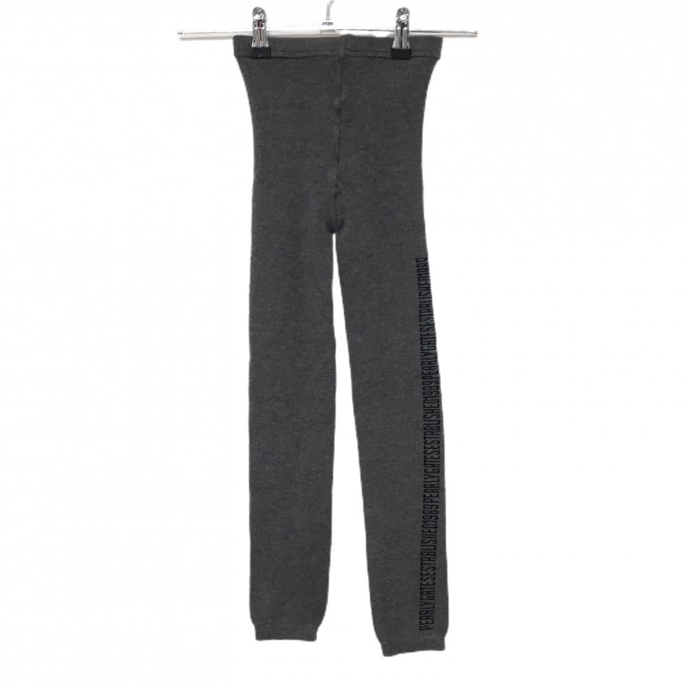 パーリーゲイツ レギンスパンツ グレー ロゴ黒 スパッツ ニット ロゴ付近糸引き レディース FR ゴルフウェア PEARLY GATES