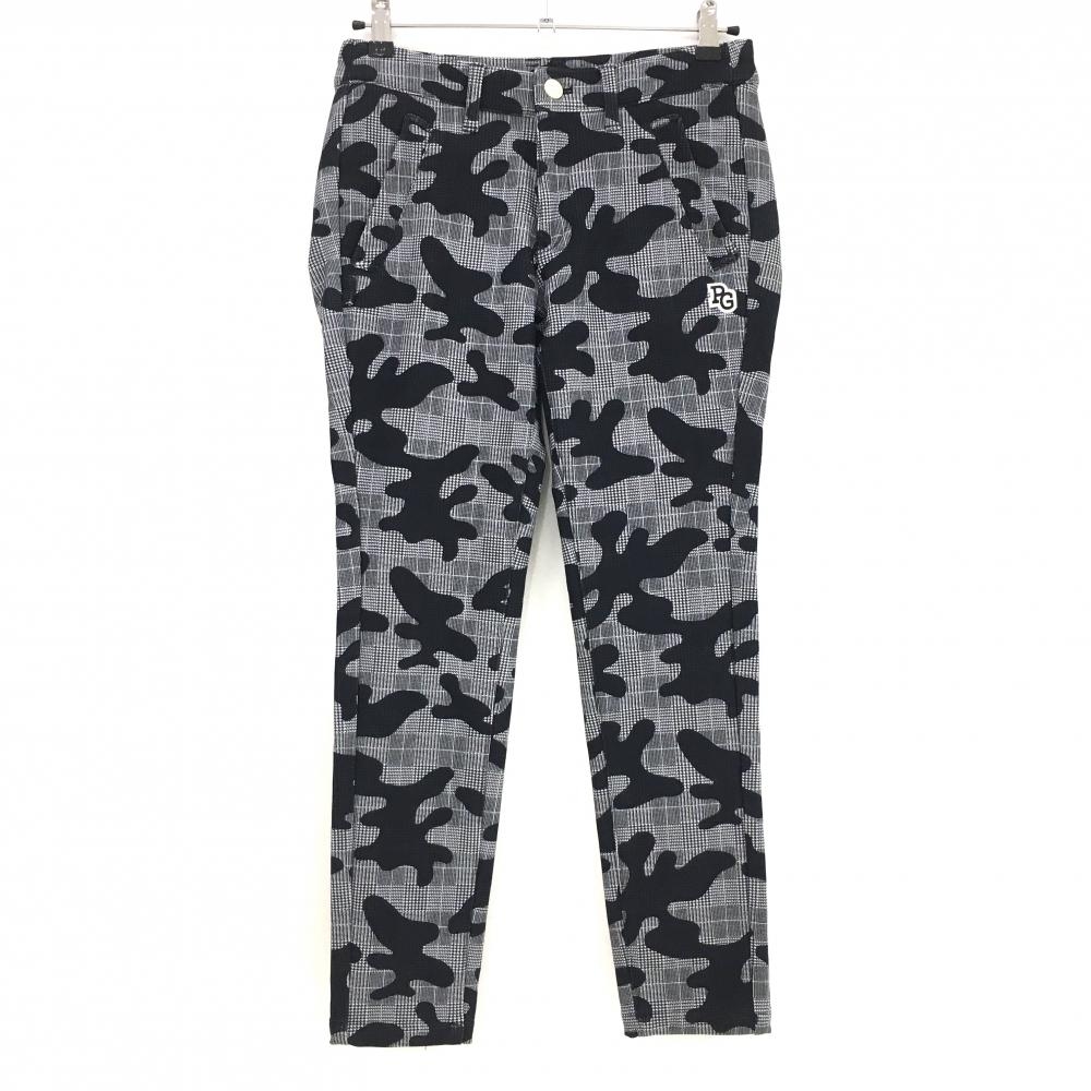 【美品】パーリーゲイツ パンツ グレー×黒 カモフラ グレンチェック 裏起毛  レディース 1(M) ゴルフウェア PEARLY GATES