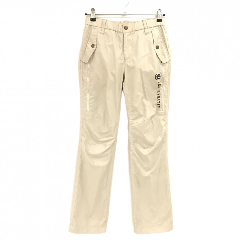 パーリーゲイツ パンツ ライトベージュ 裾ドローコード 蓄熱裏地 レディース M ゴルフウェア PEARLY GATES