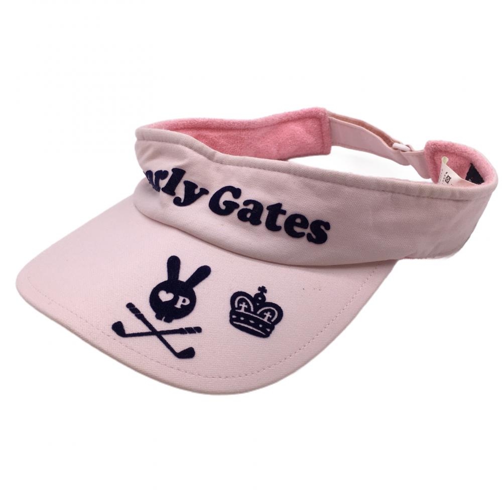パーリーゲイツ サンバイザー ライトピンク×ネイビー スカルラビット  レディース FR ゴルフウェア PEARLY GATES
