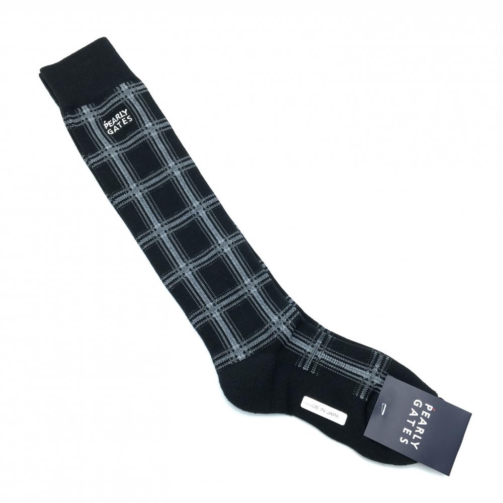 【新品】パーリーゲイツ ハイソックス 黒×白 チェック  レディース  ゴルフウェア PEARLY GATES