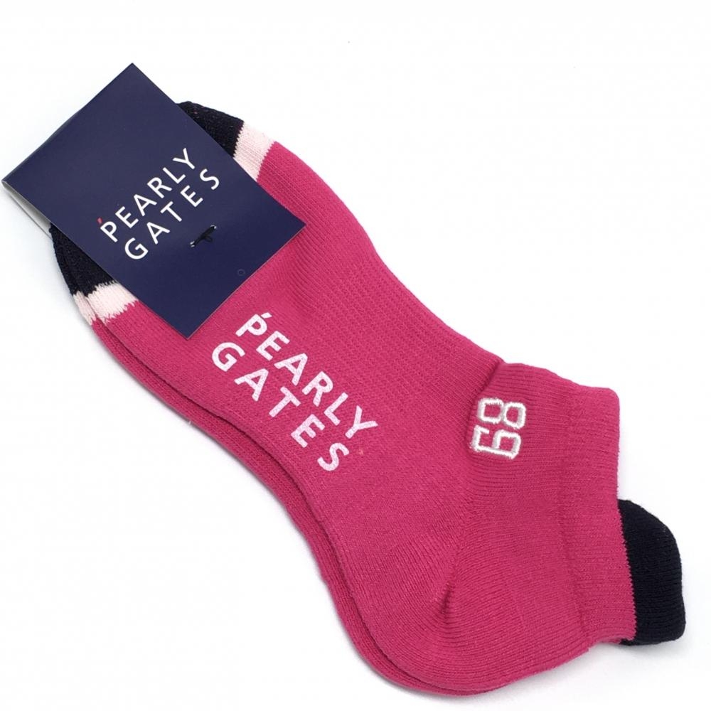 【新品】パーリーゲイツ アンクルソックス ピンク×ネイビー くるぶし丈 抗菌防臭  レディース  ゴルフウェア PEARLY GATES