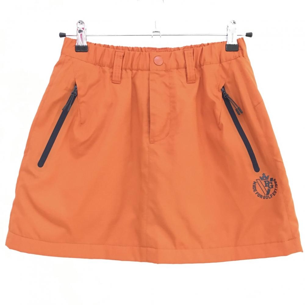 【超美品】パーリーゲイツ 中綿スカート オレンジ 蓄熱裏地 バックロゴ ジップポケット レディース 00(XS) ゴルフウェア PEARLY GATES