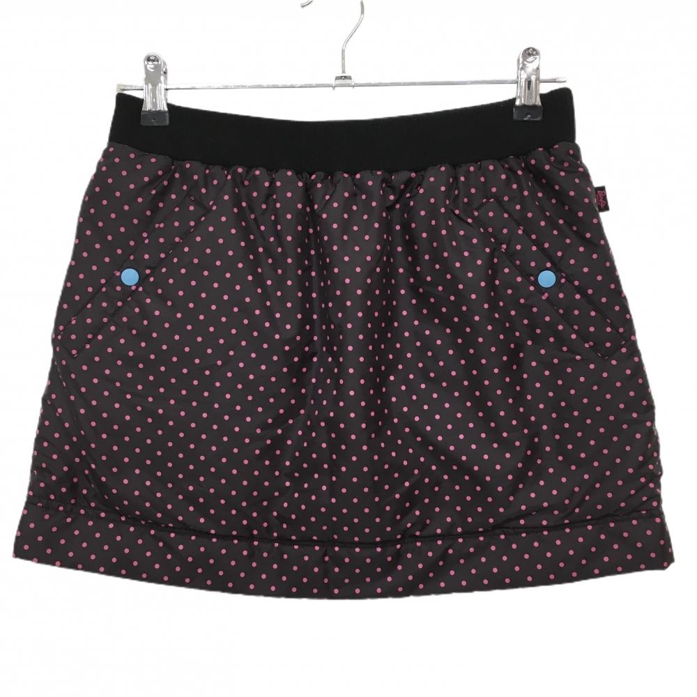 【美品】バービーゴルフbyパーリーゲイツ 中綿スカート ダークブラウン×ピンク ドット  レディース 2(L) ゴルフウェア PEARLY GATES