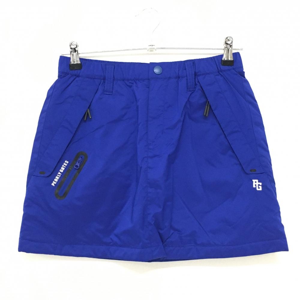【美品】パーリーゲイツ 中綿スカート ブルー ロゴ白 蓄熱裏地 レディース 0(S) ゴルフウェア PEARLY GATES
