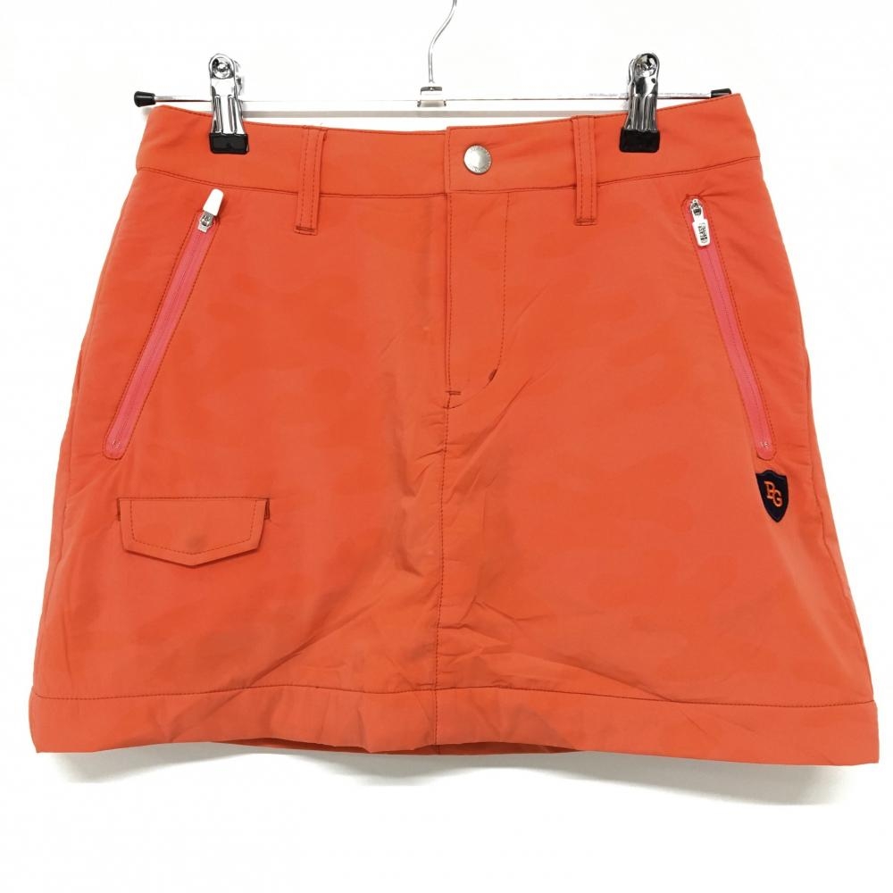 パーリーゲイツ 中綿スカート オレンジ 地模様 ジップポケット 複数ワッペン レディース 0(S) ゴルフウェア PEARLY GATES
