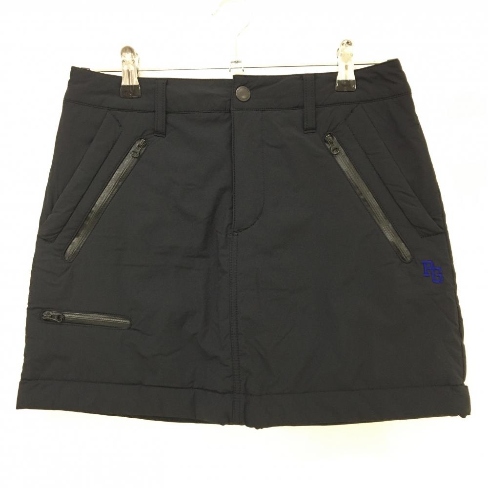 【超美品】パーリーゲイツ 中綿ナイロンスカート 黒 ジップポケット 裾調節可 レディース 0(S) ゴルフウェア PEARLY GATES