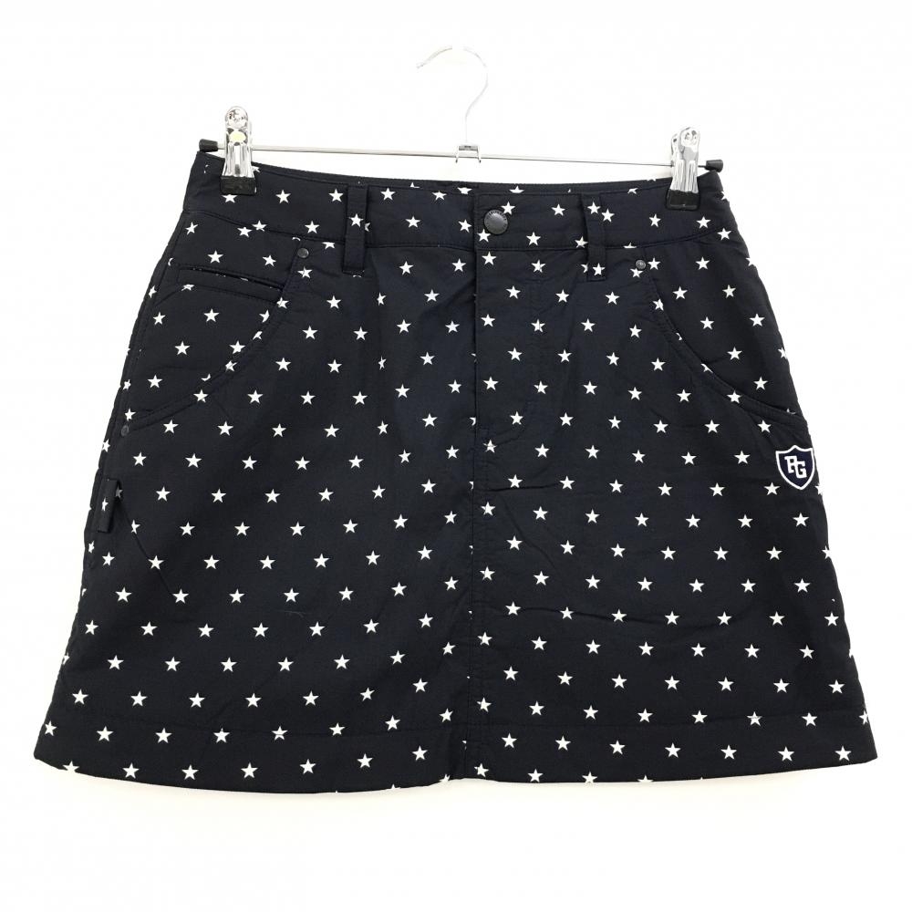 【美品】パーリーゲイツ 中綿ナイロンスカート ダークネイビー×白 星柄 スター レディース 0(S) ゴルフウェア PEARLY GATES