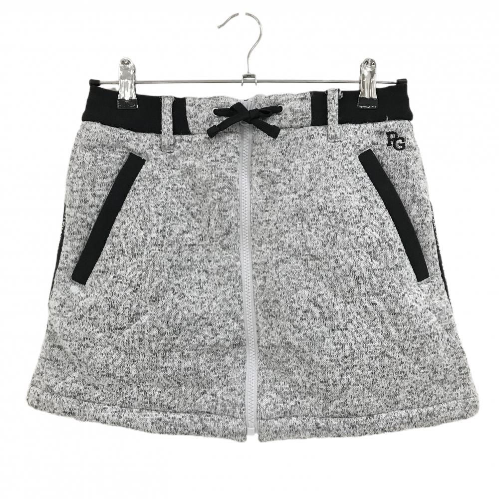 【新品】パーリーゲイツ 中綿スカート 杢グレー×黒 キルティング サイドロゴ ウエストゴム  レディース 0(S) ゴルフウェア PEARLY GATES