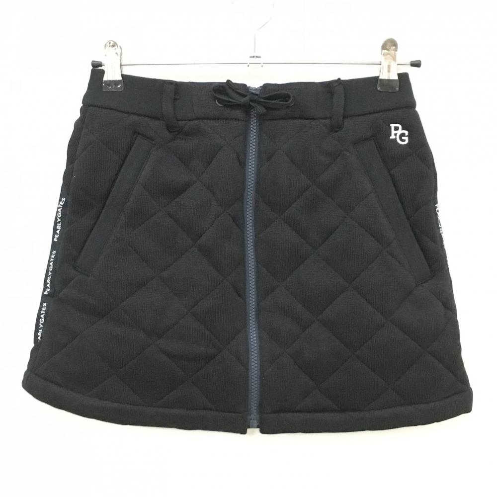 【新品】パーリーゲイツ 中綿スカート 黒 キルティング ロゴ白 サイドロゴライン  レディース 0(S) ゴルフウェア PEARLY GATES