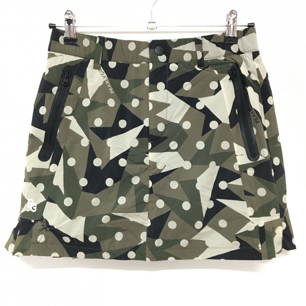 【新品】パーリーゲイツ 中綿スカート カーキ×黒 ドット柄 カモフラ風 サイドプリーツ  レディース 0(S) ゴルフウェア PEARLY GATES
