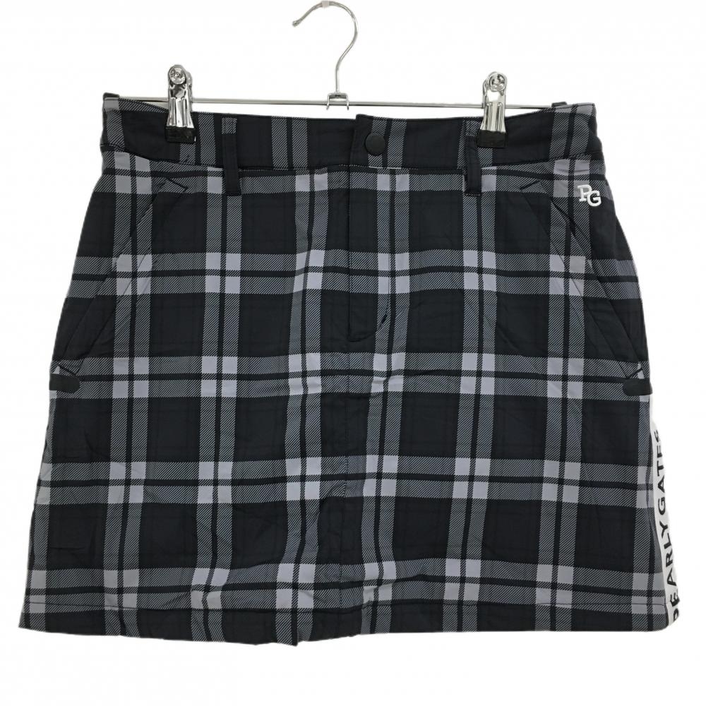 【超美品】パーリーゲイツ 中綿スカート ネイビー×グレー チェック  レディース 1(M) ゴルフウェア 2024年モデル PEARLY GATES