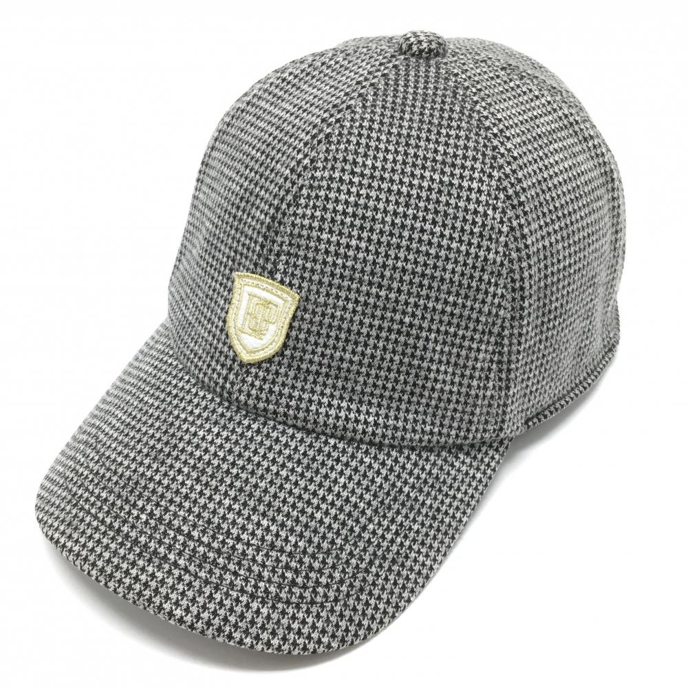 【美品】ビームスゴルフ キャップ 黒×ライトグレー系 総柄風 ウール混  レディース  ゴルフウェア BEAMS GOLF