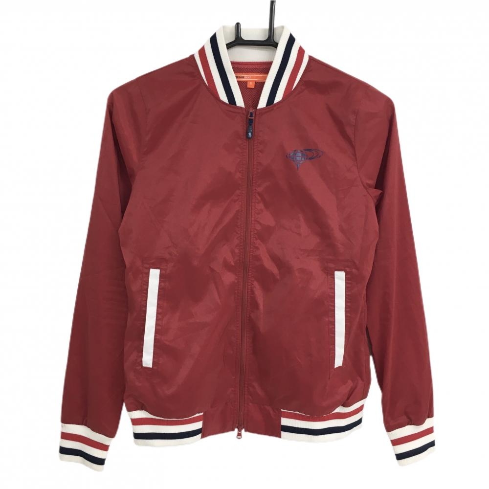 ビームスゴルフ ジャケットブルゾン レッド×白 裏地メッシュ レディース S ゴルフウェア BEAMS GOLF