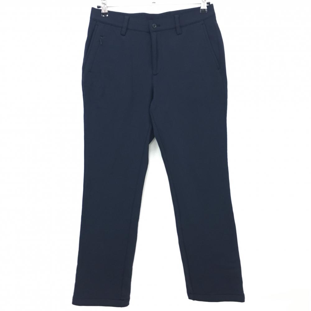 【美品】ビームスゴルフ パンツ ダークネイビー シンプル 裏起毛 バックロゴ  レディース 44 ゴルフウェア BEAMS GOLF