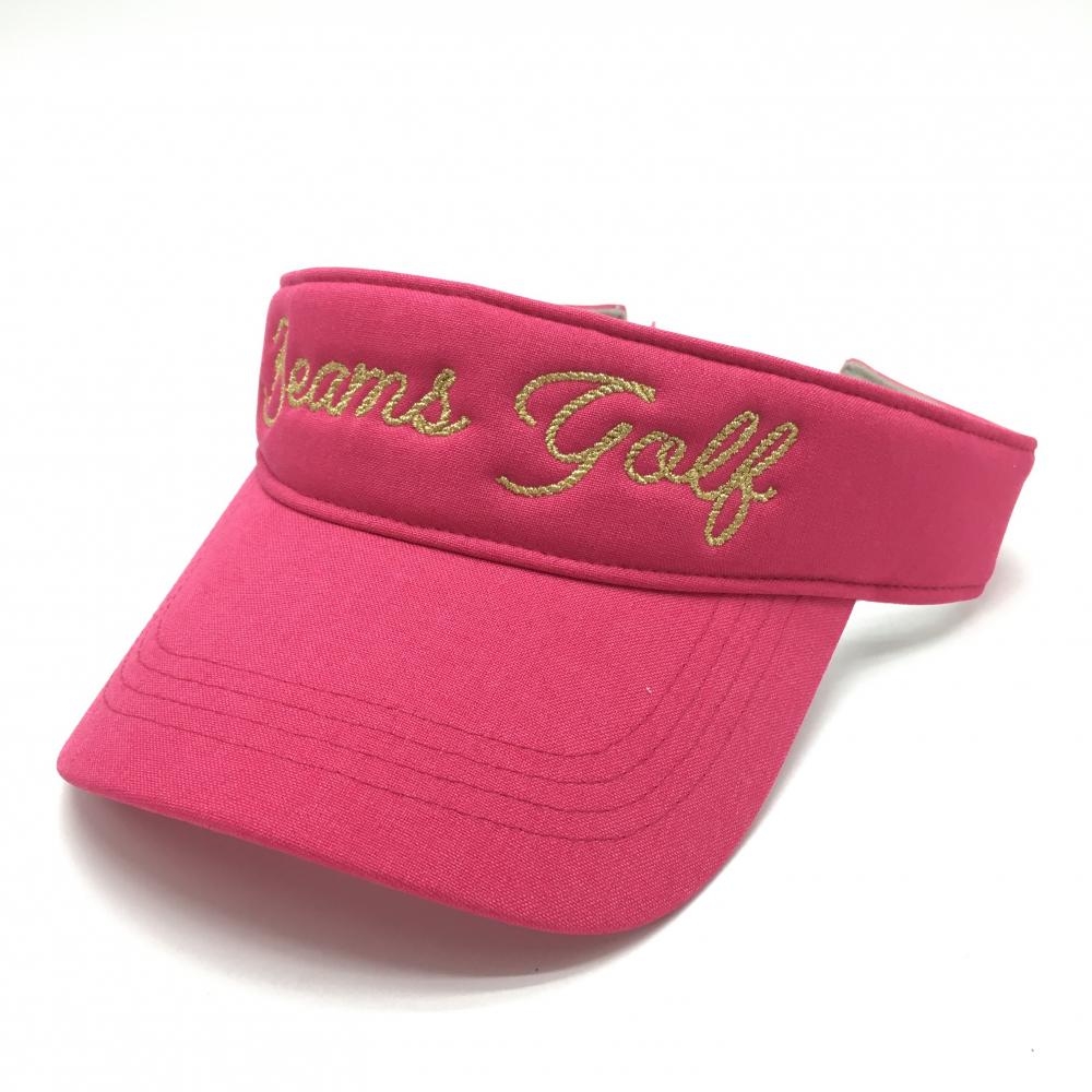 【超美品】ビームスゴルフ サンバイザー ピンク ロゴゴールド レディース 55-57cm ゴルフウェア BEAMS GOLF