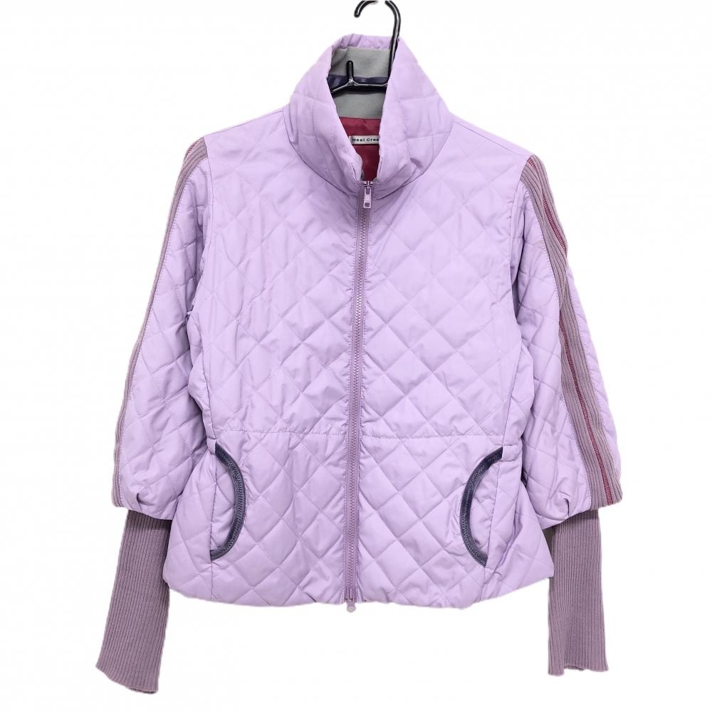 ヒールクリーク 2WAY中綿ジャケット パープル 一部ニット 袖着脱可 レディース 40(M) ゴルフウェア Heal Creek
