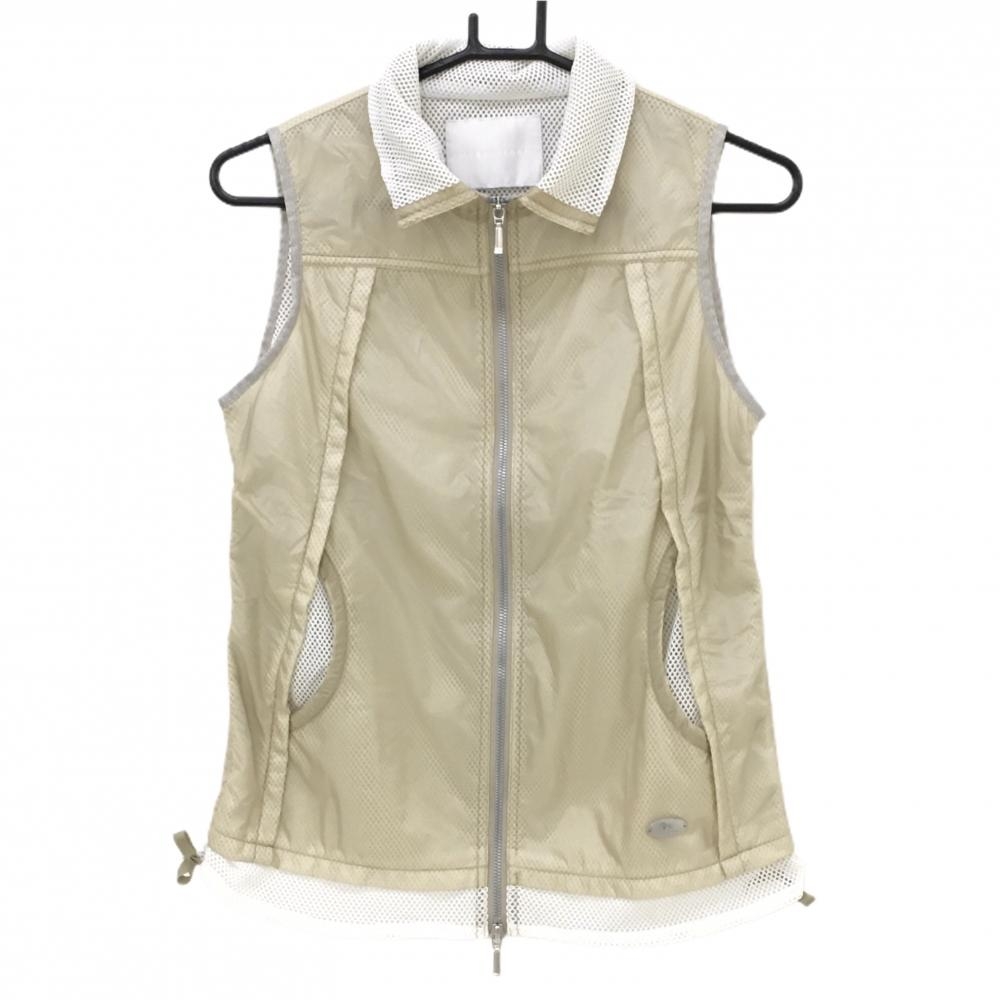 【超美品】ヒールクリーク アウターベスト ベージュ 裏メッシュ 薄手 レディース 40(M) ゴルフウェア Heal Creek