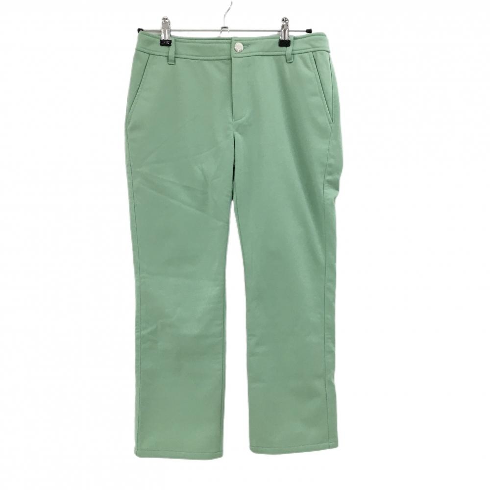 【美品】ヒールクリーク パンツ ライトグリーン シンプル ロゴ刺しゅう ストレッチ 裏起毛  レディース 42(L) ゴルフウェア Heal Creek