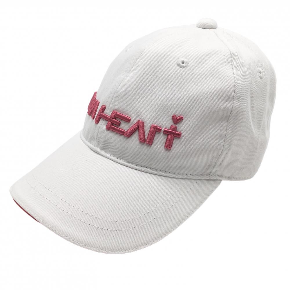 【超美品】ビバハート キャップ 白×ピンク 立体ロゴ刺しゅう  レディース 40 ゴルフウェア VIVA HEART