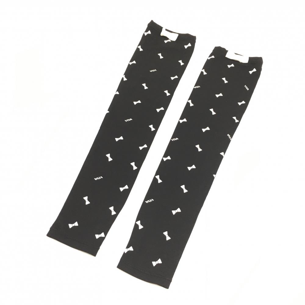 【超美品】ビバハート アームカバー 黒×白 リボン柄 レディース  ゴルフウェア VIVA HEART