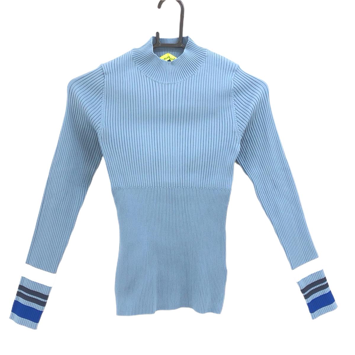 【超美品】ビバハート ハイネックセーター スモーキーブルー 袖ライン  レディース 38 ゴルフウェア 2023年モデル VIVA HEART