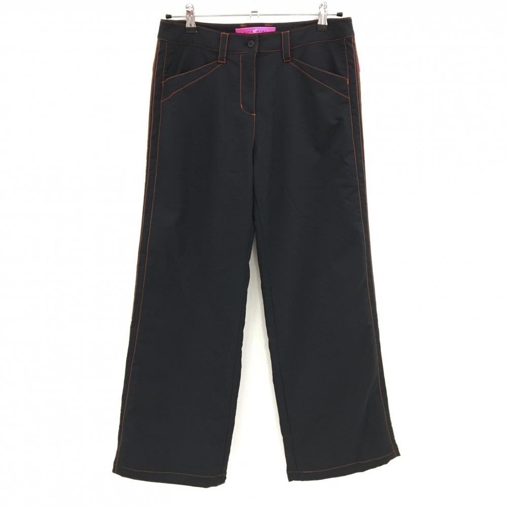 【美品】ビバハート パンツ 黒 裏微起毛 オレンジステッチ レディース 42(L) ゴルフウェア VIVA HEART