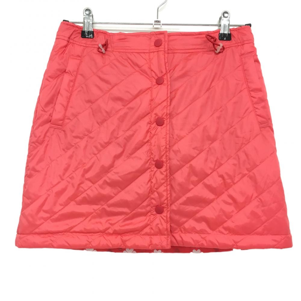 【新品】ビバハート 中綿リバーシブルスカート　オレンジレッド 無地 花柄 撥水 レディース 40 ゴルフウェア VIVA HEART