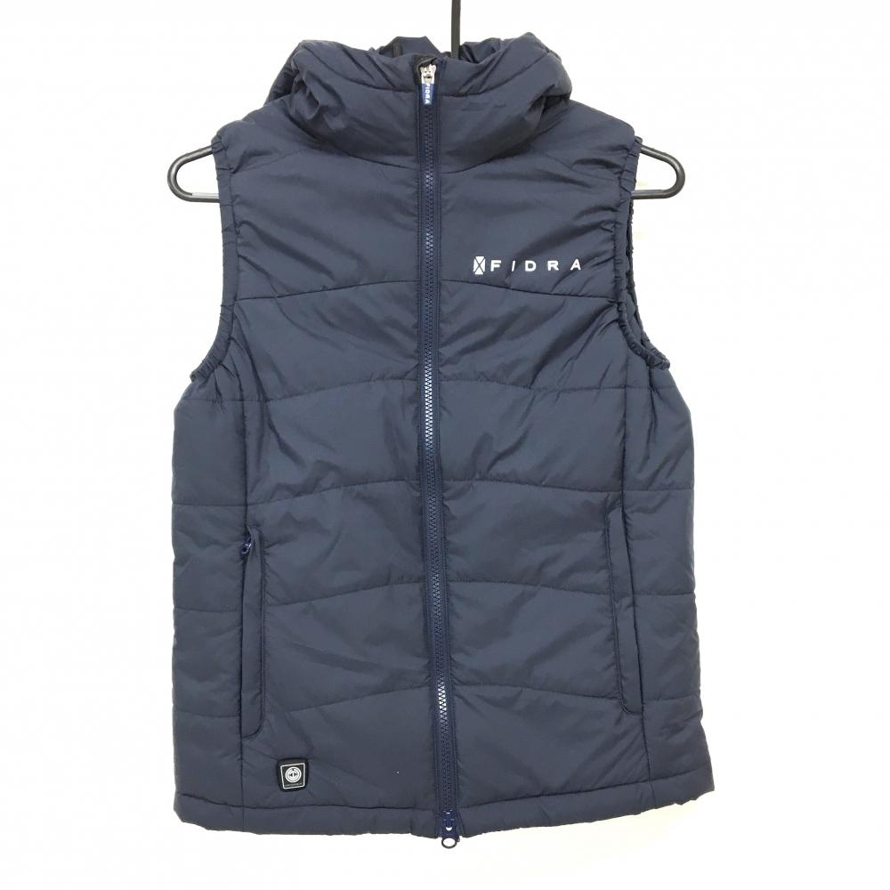 【超美品】フィドラ 中綿ベスト ネイビー×白 CROSS HEAT ヒーター内臓 通電確認済み  レディース S/P ゴルフウェア FIDRA