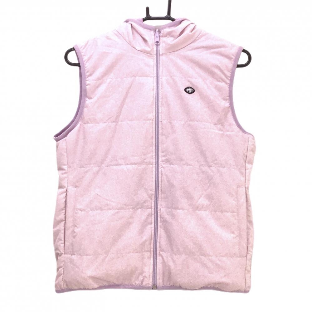 【美品】フィドラ 中綿リバーシブルベスト ライトピンク 片面ベロア調 レディース M ゴルフウェア FIDRA