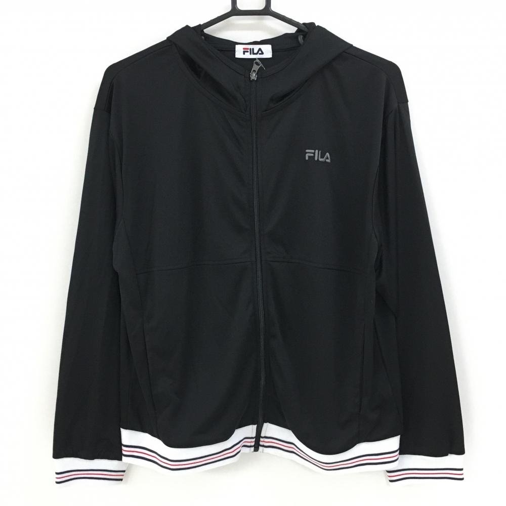 【新品】フィラ ジップパーカー 黒×白 リブライン ブルゾン レディース L ゴルフウェア FILA GOLF