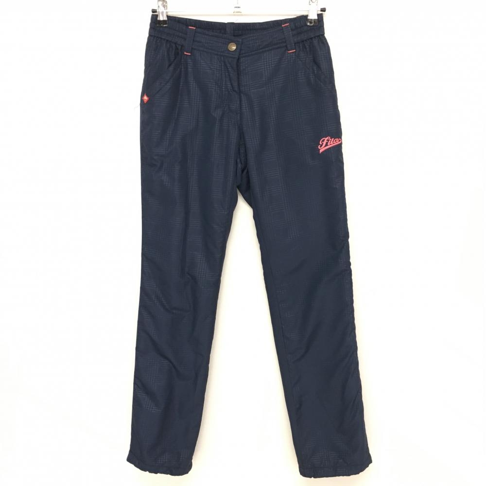フィラゴルフ 中綿パンツ ネイビー 千鳥格子 ウエストゴム  レディース M ゴルフウェア FILA GOLF