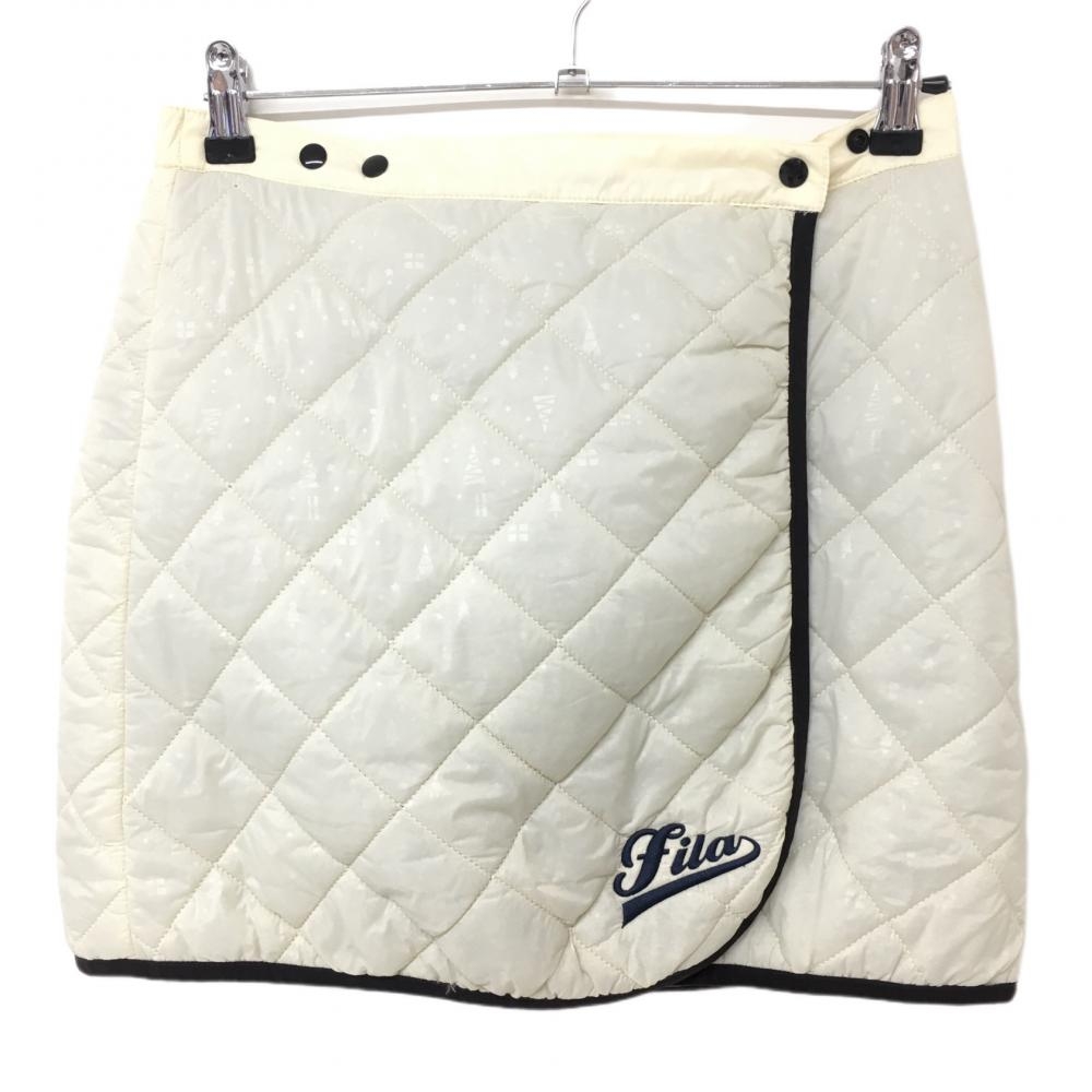 【美品】フィラゴルフ 中綿ナイロンスカート アイボリー 星柄 スター レディース  ゴルフウェア FILA GOLF