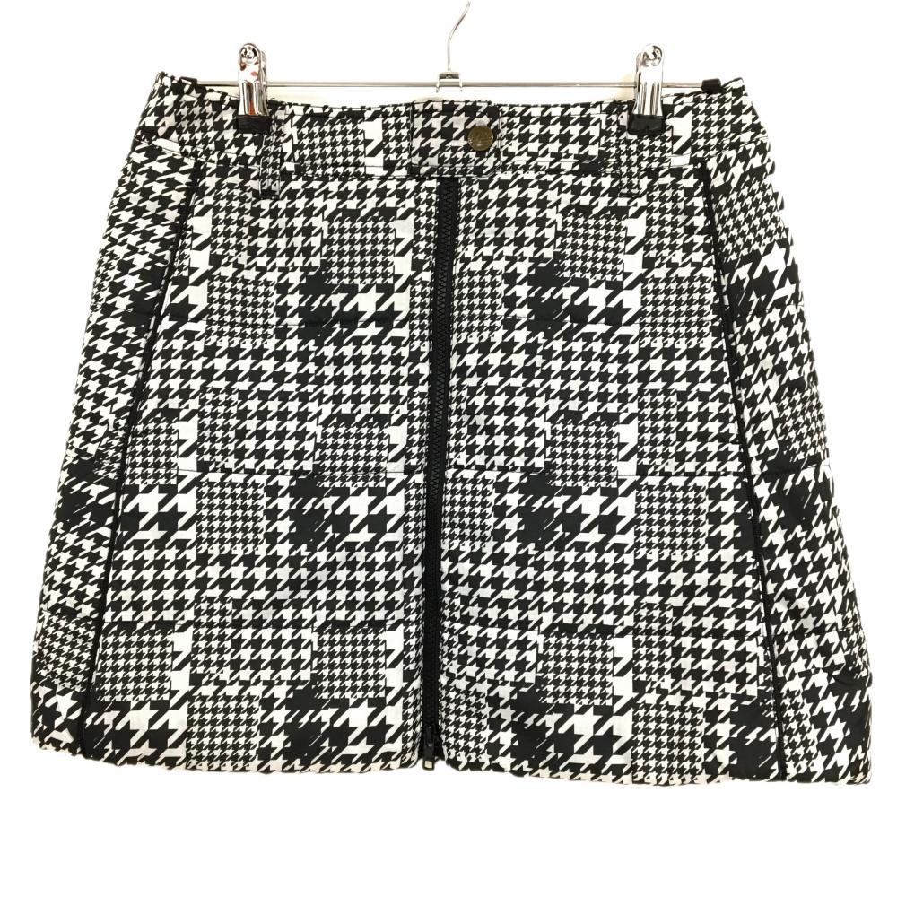 【超美品】フィラゴルフ 中綿スカート 黒×白 千鳥格子 フロントジップ  レディース L ゴルフウェア FILA GOLF