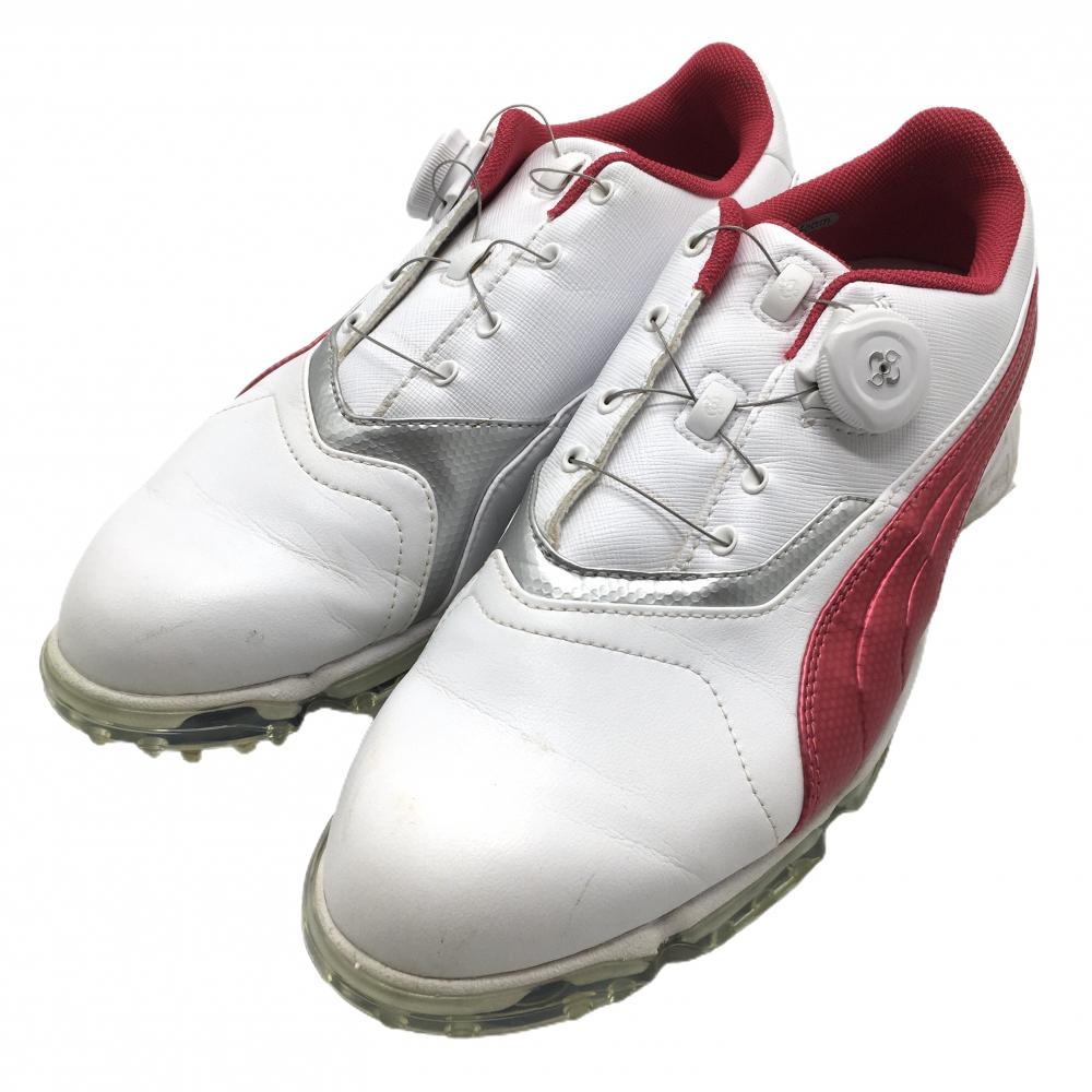 【美品】プーマ ゴルフシューズ 白×ピンク 188666 01 バイオプロ BOA レディース 25.0 ゴルフウェア PUMA
