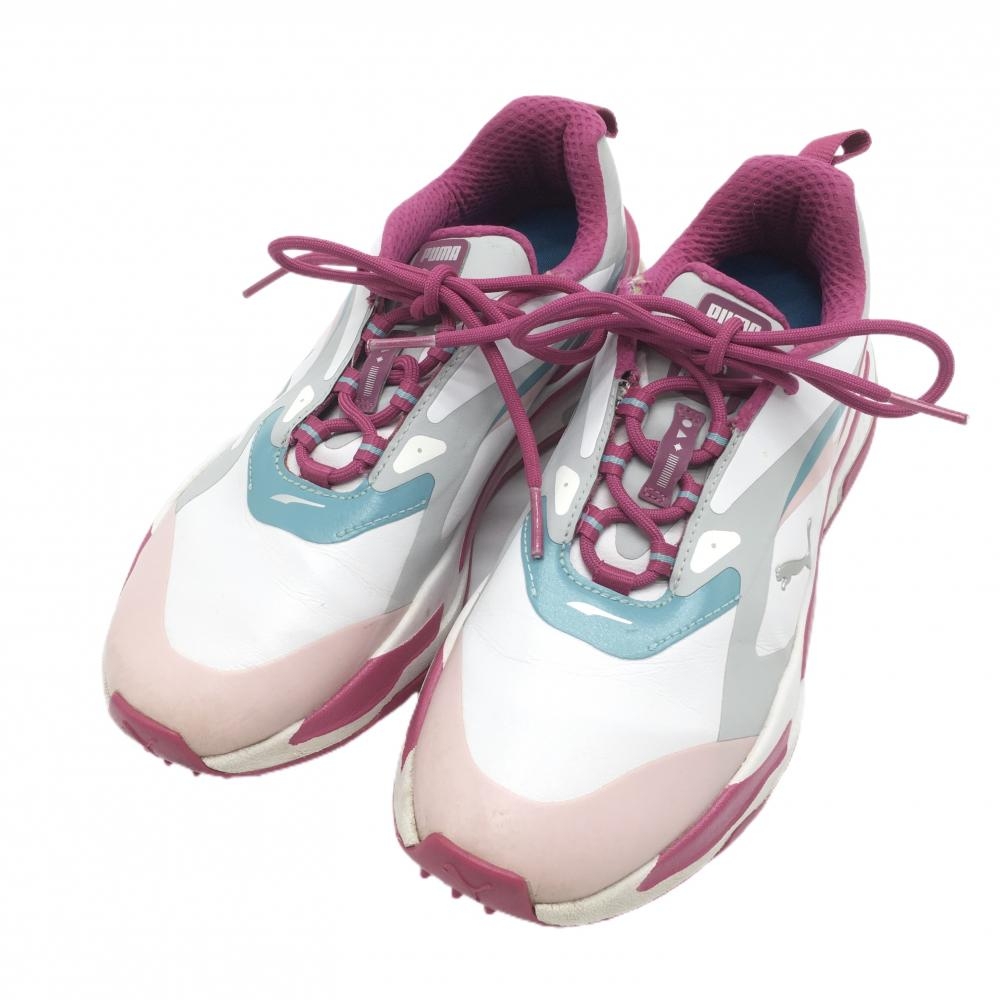 プーマ ゴルフシューズ 白×ピンク 376584-05 GSファスト スパイクレス レディース 22.5 ゴルフウェア PUMA