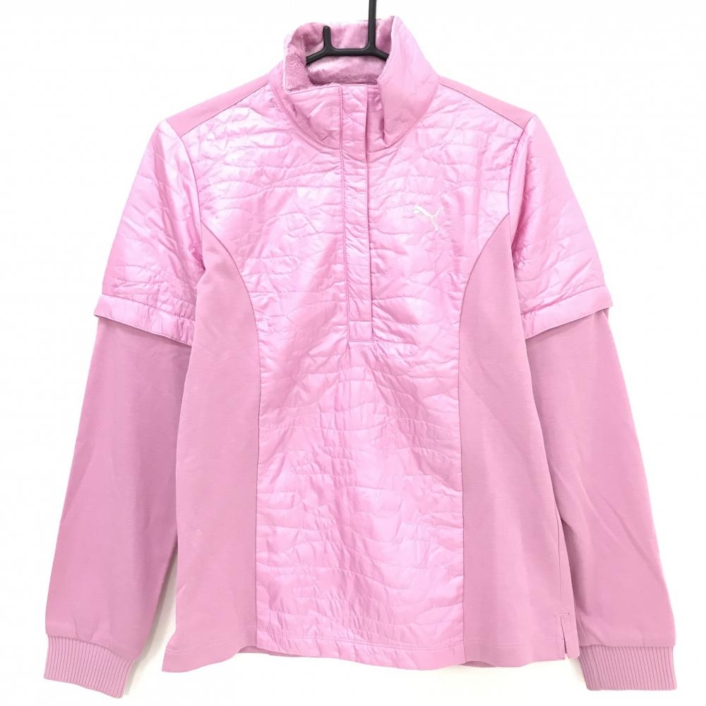 プーマ 2WAY切替中綿ブルゾン ピンク ネック内側ファー 袖着脱可 レディース O(XL) ゴルフウェア PUMA