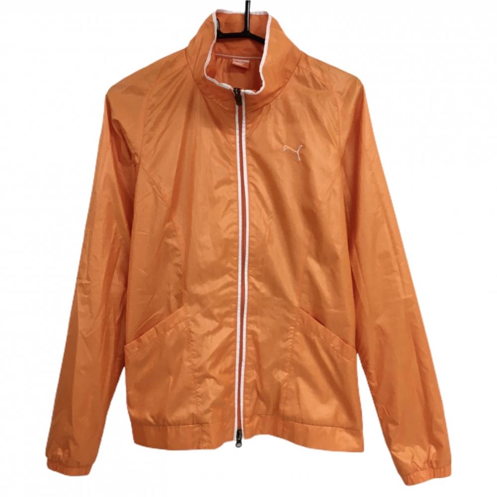 【超美品】プーマ ジャケット オレンジ×白 裏メッシュ レディース O(XL) ゴルフウェア PUMA