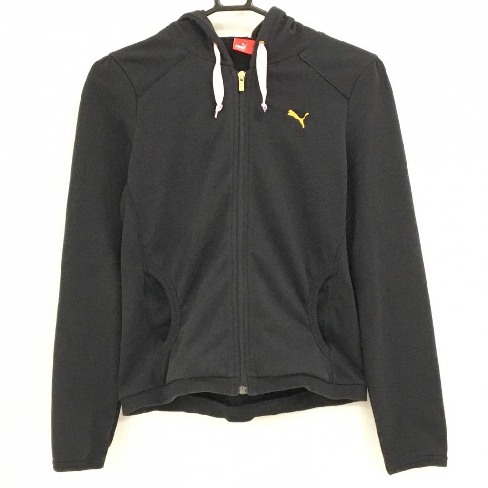 プーマ ジップパーカー 黒 ロゴ刺しゅう ジャケット レディース L ゴルフウェア PUMA