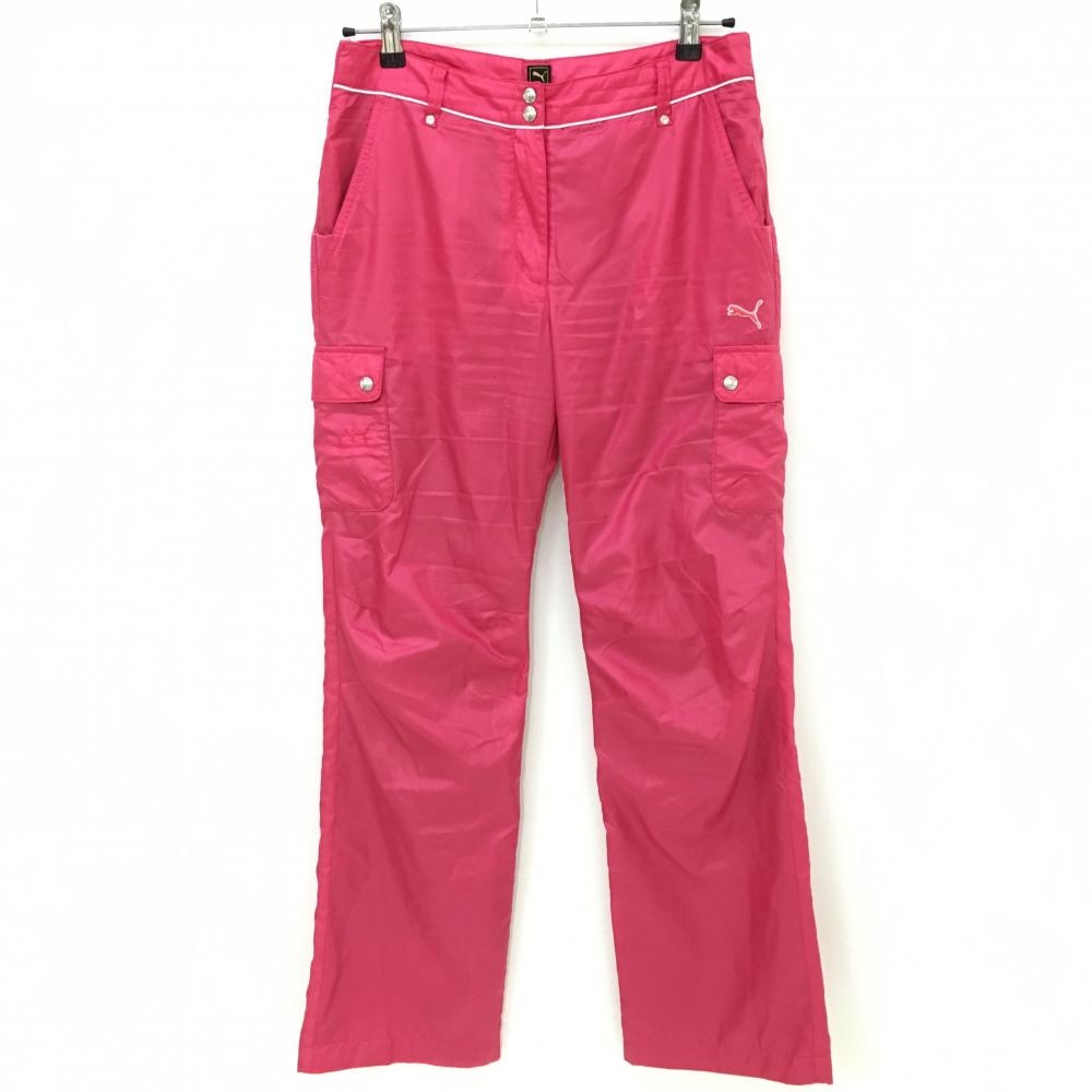 プーマ 中綿カーゴパンツ ピンク 地模様 薄手 裏メッシュ ティー装着可 レディース L ゴルフウェア PUMA