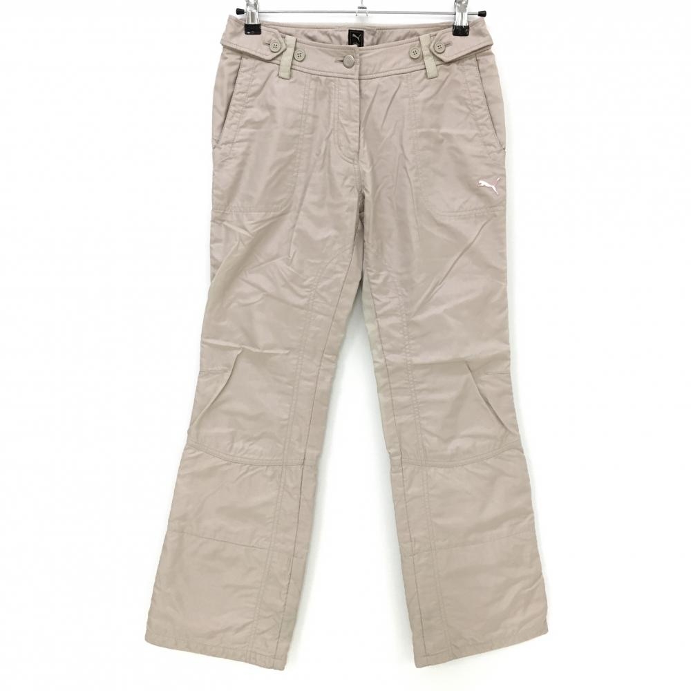 プーマ パンツ ベージュ ロゴ刺しゅう 裏地ピンク  レディース M ゴルフウェア PUMA
