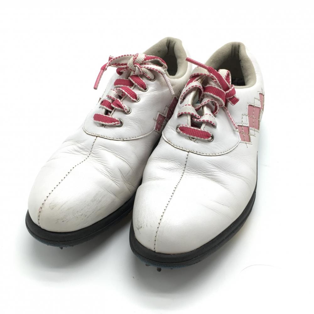 フットジョイ ゴルフシューズ 白×ピンク 一部アーガイル 98508J レディース 24.0 ゴルフウェア FootJoy