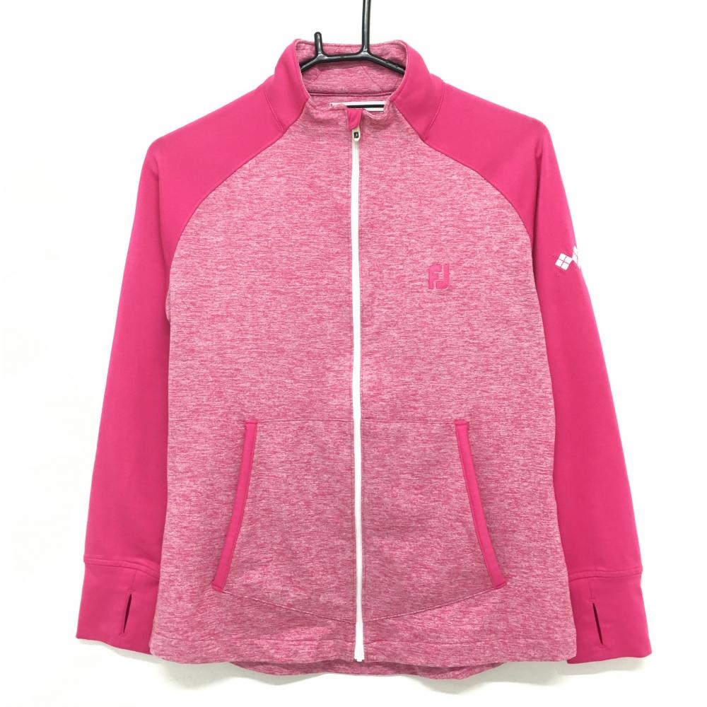 【超美品】フットジョイ ブルゾン 杢ピンク 切替 ストレッチ 裏微起毛 レディース M ゴルフウェア FootJoy