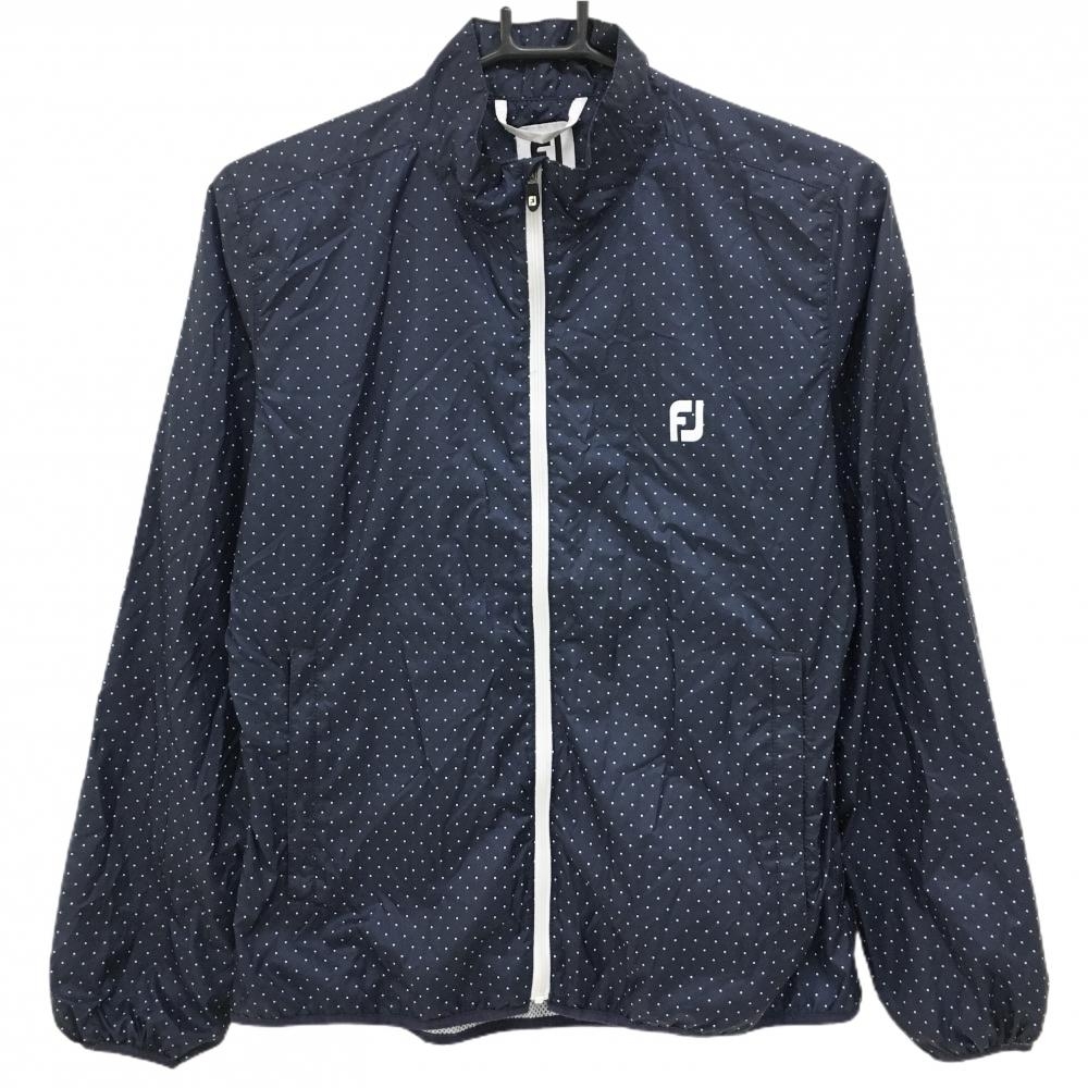 フットジョイ ジャケットブルゾン ネイビー×白 ドット 裏地メッシュ  レディース M ゴルフウェア FootJoy